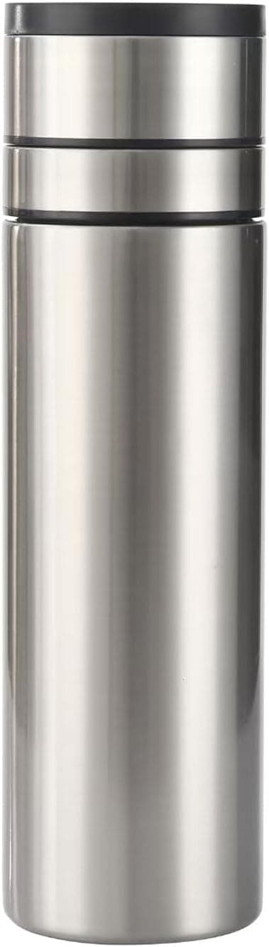 Stainless Steel Insulated Water Bottle Coffee Cup Travel Mug Vacuum Thermal Bottle for Hot Drinks Tea Flask Travel Tumbler 17Oz/500Ml (Silver)