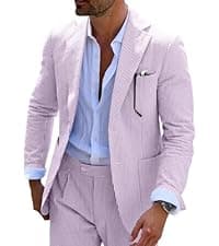 Retro Linen Mens Suit 3 Pieces Light Weight Casual Linen Summer Slim Fit Suits Tuxedo Jacket Blazer Vest Pant for Men