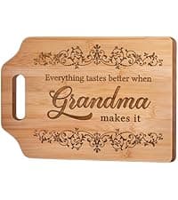 AceThrills Grandma Gifts for Grandma Birthday Gifts from Grandkids for Christmas, Mother's Day - Engraved Bamboo Cutting Board 12.3"L x 8.7"W x 0.4"Th (Everything Tastes Better)