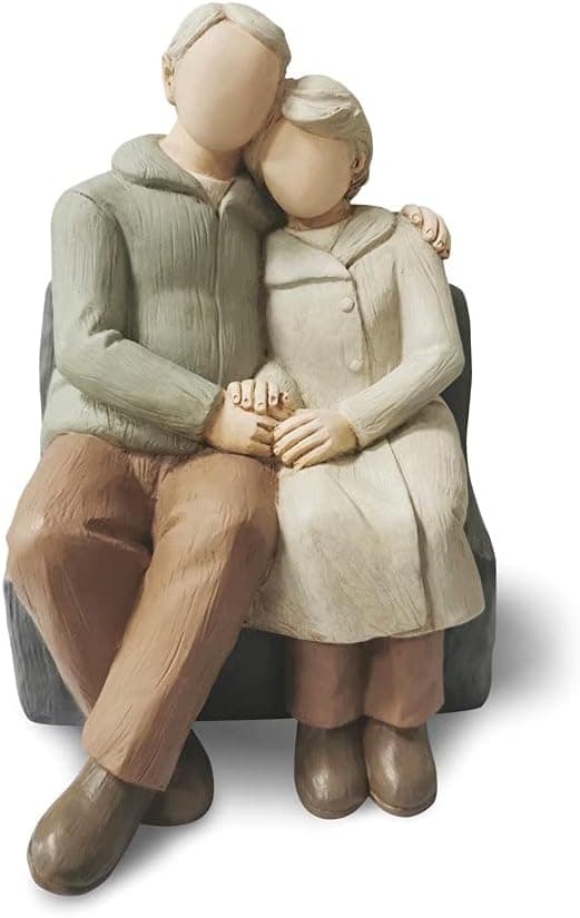 Couple Anniversary Sculpted Hand-Painted Figure Gifts Husband and Wife Wedding Figurine Gift, Happy 10th - 80th Anniversary Statue for Him and Her Together