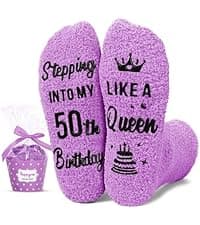 HAPPYPOP 50th Birthday Gifts for Her - Funny Socks for Women in Their 50s, 50 Year Old Birthday Gift