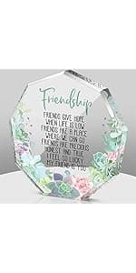 Spiareal Gift for Friend Friendship Women Friend Friendship Birthday Cheer up Gift Acrylic Heart Butterfly Keepsake Paperweight for Home Office Table Shelf(Classic)
