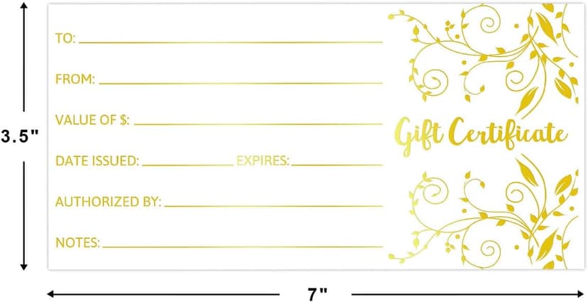 Fancy Land Blank Gift Certificates 25pcs Gold Foil Certificate Cards with Envelopes for Business Salon Spa Restaurants Vouchers for Christmas Holiday