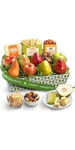 A Gift Inside Classic Fresh Fruit Basket Gift with Crackers, Cheese and Nuts for Holiday, Thank You, Birthday, Get Well, Anniversary, Corporate