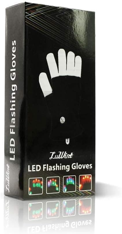 Luwint LED Light Up Rave Gloves for Adults & Teens, Flashing Party Accessories Gift Ideas​ for Halloween Christmas Dance