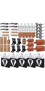60Pcs Groomsmen Gifts Groomsmen Proposal Box with Shot Glasses Socks Sunglasses PU Leather Toiletry Bag Bottle Opener Can Cooler Groomsman Gifts for Wedding Groomsmen Best Man Gift (60, Brown)