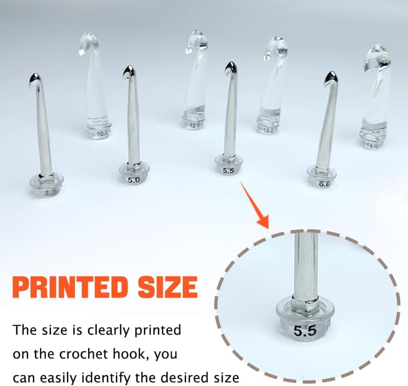 Yarniss 18 Size Counting Crochet Hooks with Light, Digital Counter Crochet Hooks Set with Case (2.0mm~14.0mm)