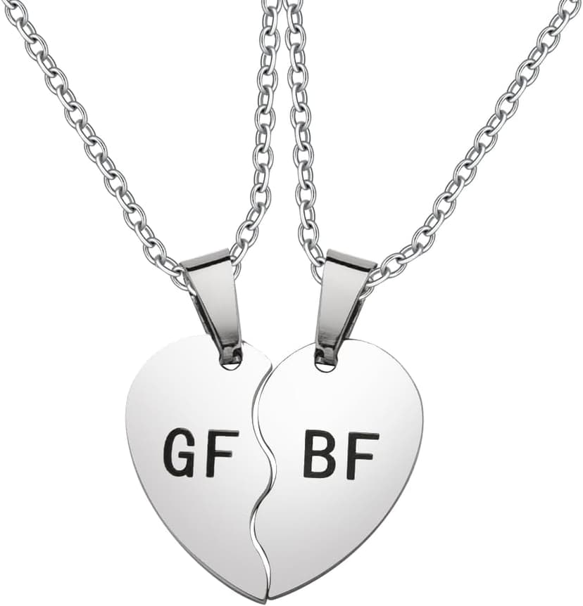 Matching Boyfriend and Girlfriend Necklace Bf Gf Couple Gifts for Him and Her Boyfriend Birthday Gift from Girlfriend Valentines Gifts Necklace for Couples Gf Bf Graduation Gift