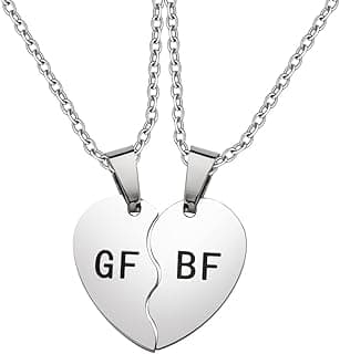 Matching Boyfriend and Girlfriend Necklace Bf Gf Couple Gifts for Him and Her Boyfriend Birthday Gift from Girlfriend Valentines Gifts Necklace for Couples Gf Bf Graduation Gift