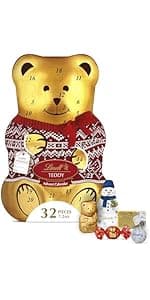 Lindt Holiday Teddy Bear Advent Calendar Assorted Chocolate Candy, 4.5 oz.