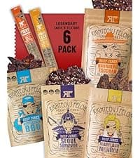 Righteous Felon Savory Beef Jerky Variety Gift Pack - Great Gifts for Men | Gluten Free, High Protein Healthy Snack | Bulk Beef, Pork, & Turkey Jerky Variety Snack Packs | The Savory 6 Pack Sampler