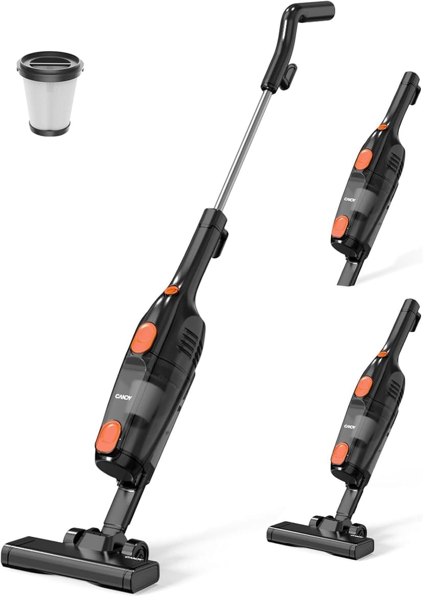 Candy Corded Stick Vacuum Cleaner, Powerful Suction Handheld Vacuum with One-Click Dust Disposal, 3-in-1 Use for Hard Floor, Ceramic Tile, 0.8 Liters Capacity, Easy Clean