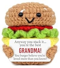 Mini Birthday Gift for Son from Dad Mom Handmade Crochet Burger for New Dad Son-in-Law Adult Sons New Father Christmas Basket Idea from Parents to Sons from Mother Father