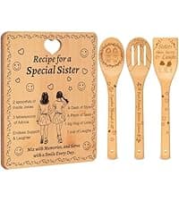 Recipe for a Best Friend Gift Set, Bamboo Cutting Board with Engraved Utensils, Unique Kitchen Gifts for Women, Bestie Gifts for Birthday, Christmas, Housewarming, Graduation, Long Distance Friendship