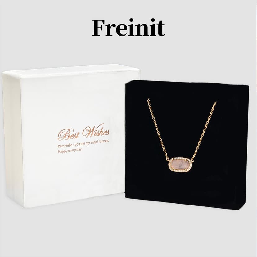 Freinit Gold Necklace for Women, 14K Dainty Pendant Choker, Adjustable Chain, Minimalist Gift for Birthday Valentine's Day Graduation Niece GF