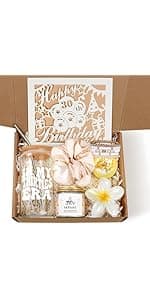 Birthday Gifts for Women, Teen Girl Gifts, Birthday Gifts for Her, Happy Bday Gift Box for Girl, Women, Sister, Daughter, Best Friend, Friendship, Cute Daisy Glass Cup Gifts Set 7PCS, 16oz, Beige