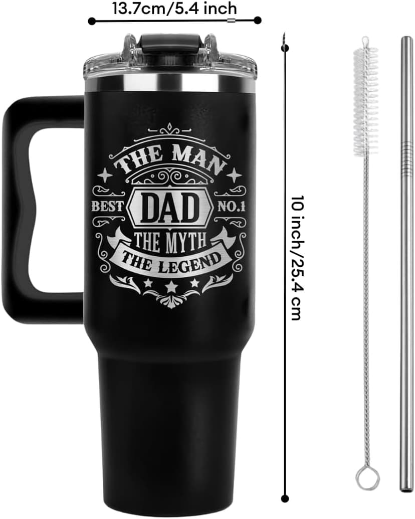 Father Day Gifts For Dad from Daughter Son Kids, Birthday Gifts for Daddy, Present for Dads, Dad Tumbler 40 Oz, Best Father Mug, Cool Coffee Cup Ideas for Papa, Elderly Fathers, Step Daddy, New Papa