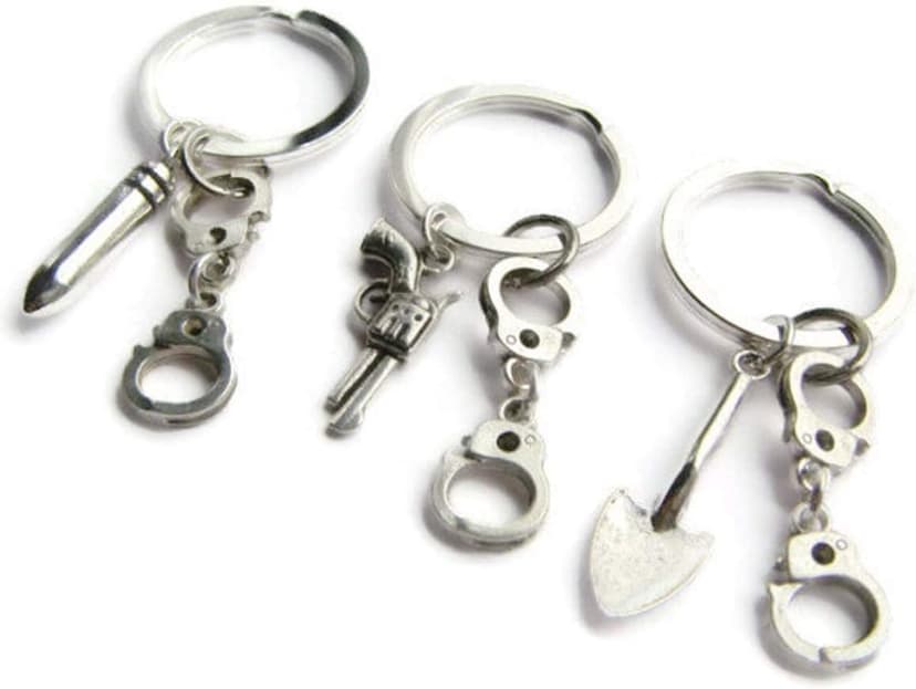 DODXALL 3 Partners in Crime Keyrings, Best Friends Keychain Set, Friendship Jewelry, Handcuff Jewellery, BFF Token, Sisters Gift for Birthday