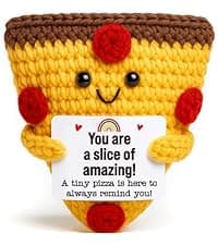 Romantic Gift For Couple Boyfriend Girlfriend Cute Handmade Crochet Pizza For Anniversary Valentine’s Day Love Gifts For Husband Wife Partner Small Birthday Gift Idea for Couples Pizza Decor