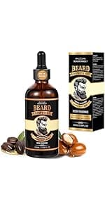 Beard Growth Kit, Grooming Set w/Growth Oil, Conditioner, Balm, Shampoo Wash, 0.25MM Roller, Brush, Comb, Scissor, Bag, Christmas Birthday Valentines Day Gifts for Him Men