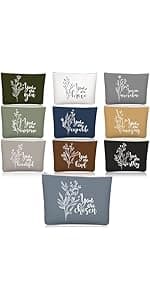 Coume 10 Pcs Rainbow Canvas Makeup Bags Bulk Inspirational Quotes Cosmetic Zipper Personalized Encouragement Travel Pouch Toiletry Bag for Women Girls Teacher Friend Birthday