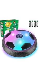 2 Pack Hover Soccer Ball with 8 Pcs Batteries, Air Floating Soccer Toy with LED Lights and Foam Bumper, Indoor Games for Kids 4-8-12, Toys Gifts for 3 4 5 6 7 8 9 Year Old Boys Girls