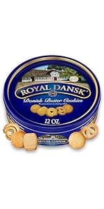 Royal Dansk Holiday Cookie 4 Pack, Exclusive Amazon Multipack of Original Danish Butter Cookies, Festive Tins for Christmas Gifts, Made with Real Butter, Non-GMO Ingredients