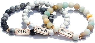 YINRIS 3 Pcs Natural Volcanic Stone Friendship Bracelets Handmade Beaded Stretch Bracelets (bra000001)