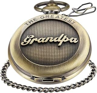 Fathers Personalized Engraved Pocket Watch, Engraved Dad, Grandpa for Father and Grandpa,Men's Pocket Watch with Chain