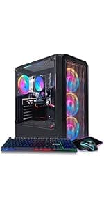 STGAubron Gaming PC Desktop Computer, Intel Core I7 up to 3.9 GHz, Radeon RX 580 8G, 16G RAM, 512G SSD, WiFi, Bluetooth 5.0, RGB Fan x6, RGB BT Sound Bar, Windows 10 Home