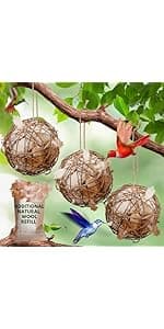 Hummingbird Nesters - Bird Nesting Material Holder for Wild Birds - Humming Bird House Materials Gifts for Bird Watching Nature Lovers - Refillable Outdoor Nesting Station to Build a Nest