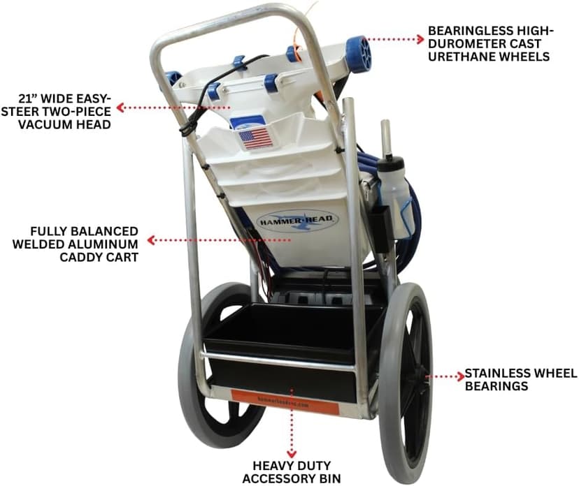 Hammerhead Service-21 Commercial Pool Cleaner | 21" Vacuum Head with 40' Floating Cord | Professional Portable Cleaner for Service & Resort Carts
