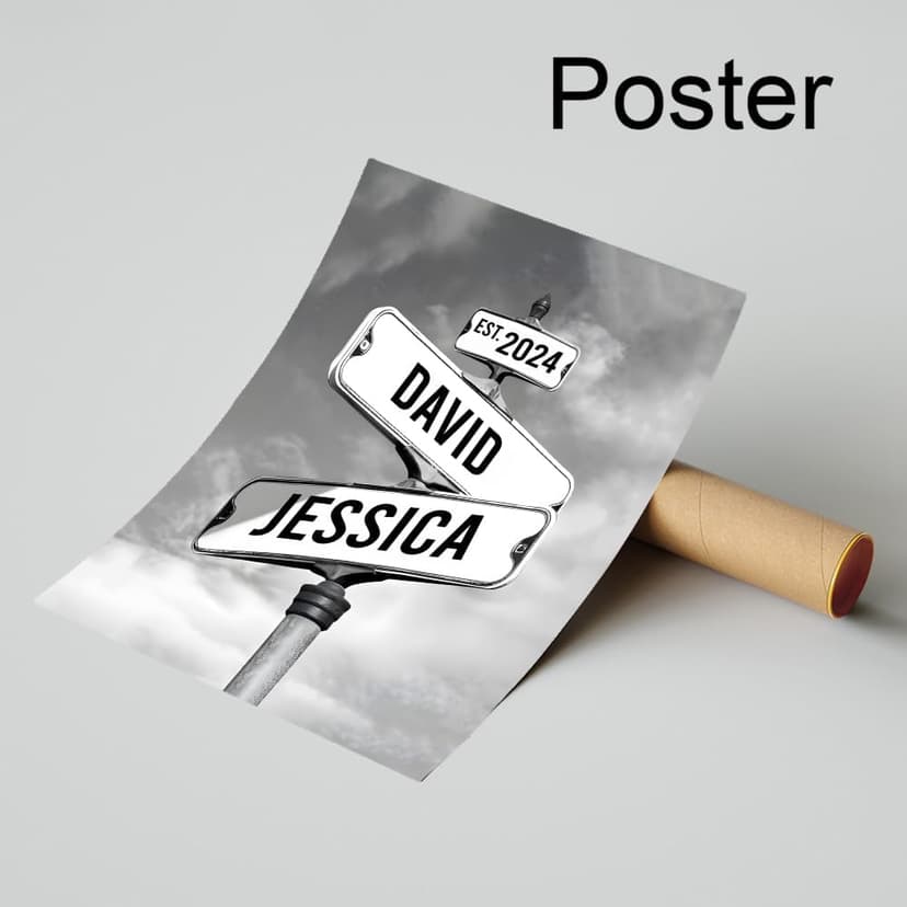 Personalized Vintage Street Sign For Couples Canvas, Best Gift For Сouple, Christmas Gifts for Her Him, Valentines Day Gift for Girlfriend Boyfriend, Wedding Anniversary Street Art Canvas Or Poster