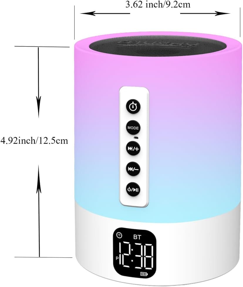 Alarm Clock Bluetooth Speaker, Night Light White Noise Machine Touch Bedside Lamp with Alarm Clock for Kids Multi-Color Changing Night Light Xmas Gifts for Teenage Girls Boys Women Teen Girl Gifts