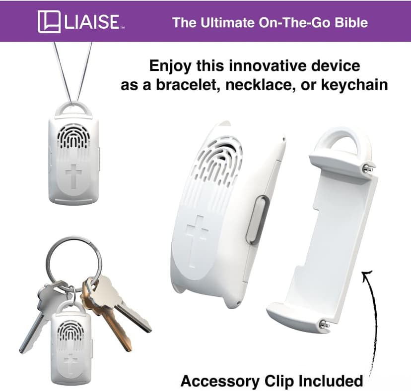 LIAISE Wearable Audio Wrist Band, WWJD Bracelet and Audio Bible, 300+ Verses from NIV, Jesus Bracelet Speaker, Christian Wristband, Christian Gifts for Men, Christian Gifts for Woman (White)