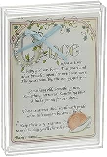 Child to Cherish Baby to Bride Bracelet, Infant Girls Silver and Pearl Jewelry, Personalized Frame, Newborn Religious Gift for Shower, Christening, Baptism