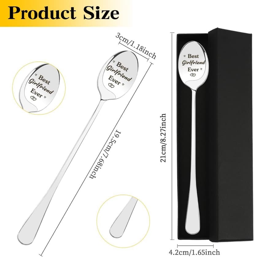 Cool Birthday Gifts for Girlfriends Women, Best Girlfriend Gifts for Gf, Christmas Gift for Girlfriend Romantic, Cute Valentines Day Mothers Day Graduation Spoon Gift for Girlfriends Birthday Unique