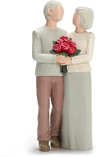 Loving Elderly Couple Figurines, Wedding Anniversary Statues for Home Decoration, Sculpted Hand-Painted Figures Gifts to Parents Grandparents