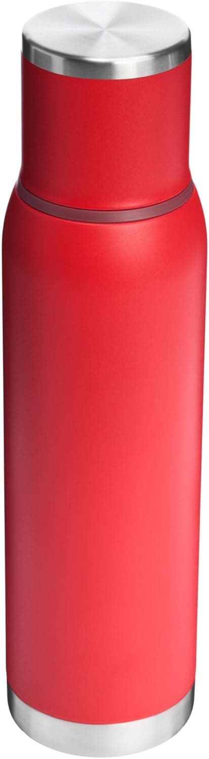 Stanley Adventure-To-Go Vacuum Bottle 1.4 qt | Wide Mouth with Leakproof Cup Lid | Keep Drinks Hot or Cold | Packable for Travel | Insulated Stainless Steel Thermal Bottle | BPA-Free | Chili Red