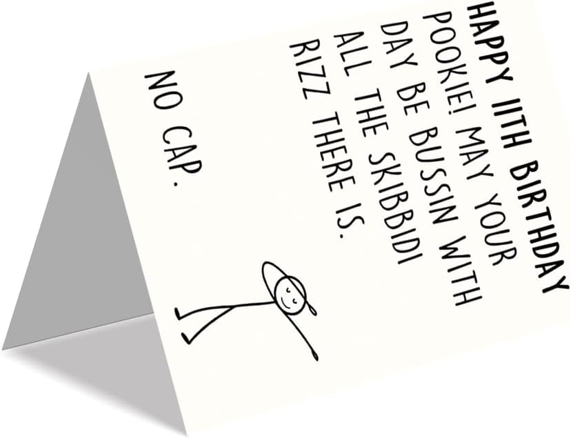 11th Birthday Card,11 Year Old Birthday Gifts & Decorations for Boys Girls Son Daughter Nephew Niece,Funny 11th Birthday Card for Him Her with Gen Z Teenagers Slang Meme-Inspired Design