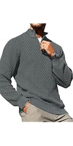 Zaitun Mens Hooded Sweatshirt Long Sleeve Solid Knitted Hoodie Pullover Sweater