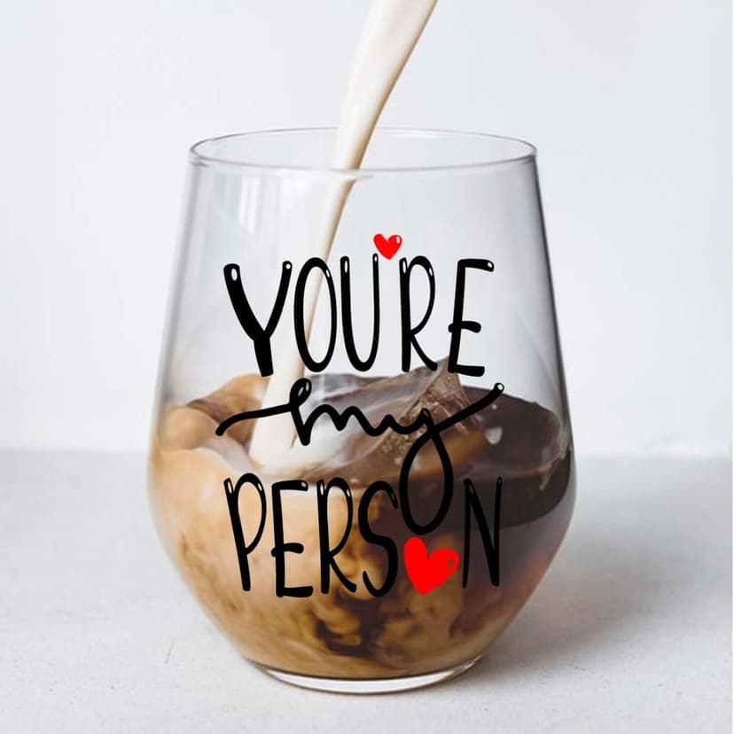 Perfectinsoy You're My Person Funny Stemless Wine Glass, Best Friend Wine Glass for Women, Perfect Birthday, Wedding, Christmas, Mother's Day Gift for Women Friend