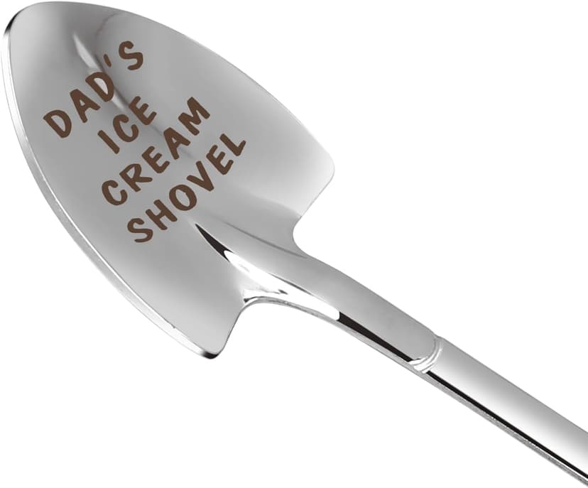 Gifts For Dad Men from Daughter Stocking Stuffers for men dad Ice Cream Spoon Scoop for Ice Cream Lovers, Christmas Gifts Funny Engraved Stainless Steel Shovel
