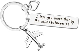 Vadaka Couple Keychain Long Distance Relationship Gift for Boyfriend Girlfriend I Love You More Than The Miles Between Us Keyring Couples Jewelry Going Away Gift Brithday Anniversary Valentines Gift