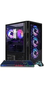 STGAubron Gaming PC Desktop Computer, Intel Core I7 up to 3.9 GHz, Radeon RX 580 8G, 16G RAM, 512G SSD, WiFi, Bluetooth 5.0, RGB Fan x6, RGB BT Sound Bar, Windows 10 Home