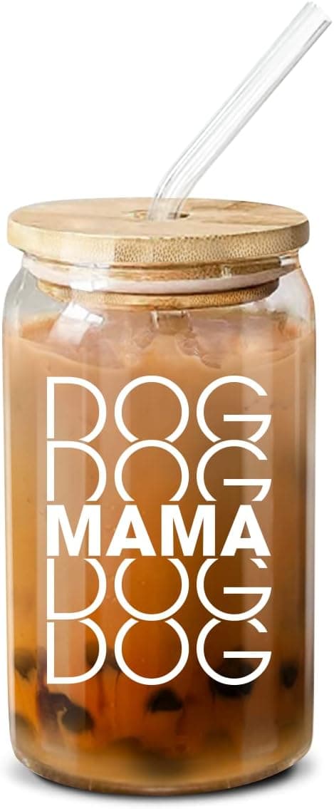 NewEleven Gifts For Dog Lovers, Dogs Owners, Dog Moms, Fur Mama - Dog Mom Gifts For Women - Cute Funny Gift For Women, Best Friend, Girlfriend - 16 Oz Coffee Glass