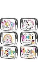 Cunno 6 Pcs Makeup Bags Gifts for Women Preppy Boho Smile Face Flamingo Clear Makeup Bags Cosmetic Transparent PVC Travel Toiletry Organizer(Boho Style)