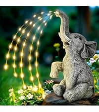 GIGALUMI Solar Garden Decor Watering Elephant Statues Outdoor, Birthday Gifts for Women Mom Grandma Senior Elder, Elephant Ornament for Balcony, Garden, Patio, Yard, Lawn (Constant Lights Only)