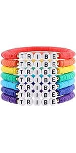 Rainbow Heishi Surfer Bracelets Set for Women Stackable Clay Beaded Bracelets Disc Stretch Preppy Bracelets Layering Colorful Friendship Bracelets Team Cheer Bulk Boho Summer Beach Jewelry Gift