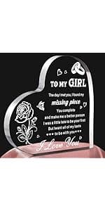 Gifts for Boyfriend, Men, Husband, I Love You Romantic Birthday Anniversary Retirement Gift - Heart Shaped Acrylic Block Paper Weights for Him Idea